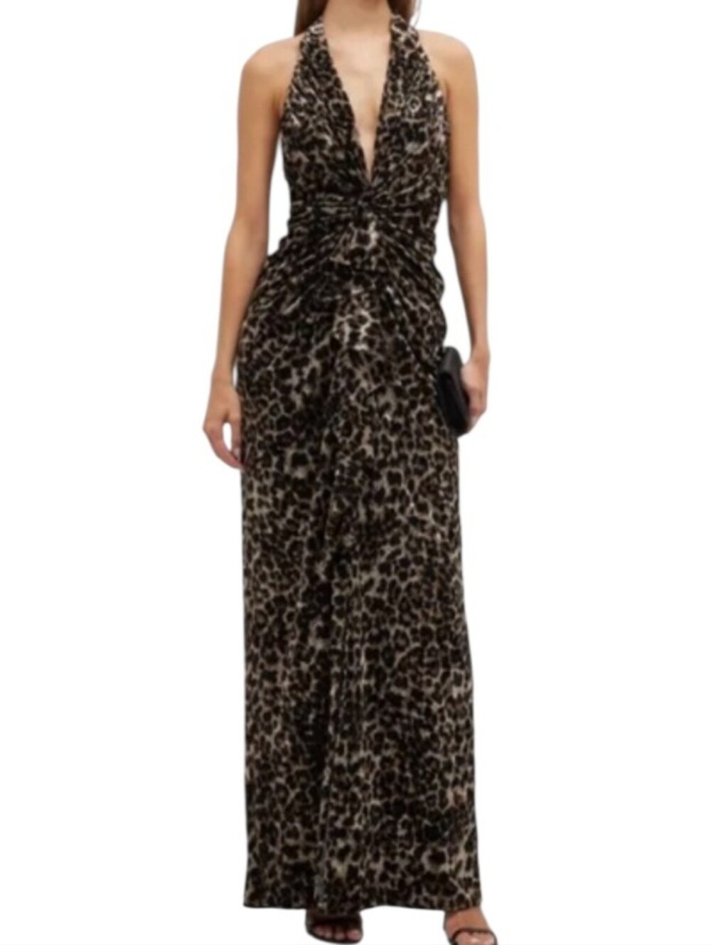 NEW....Sho By Tadashi Shoji Leopard Halter Maxi Gown ..Size Medium